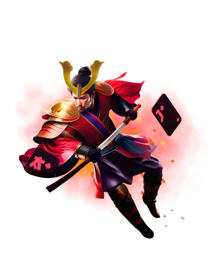 Spin Samurai warrior with katana and playing cards